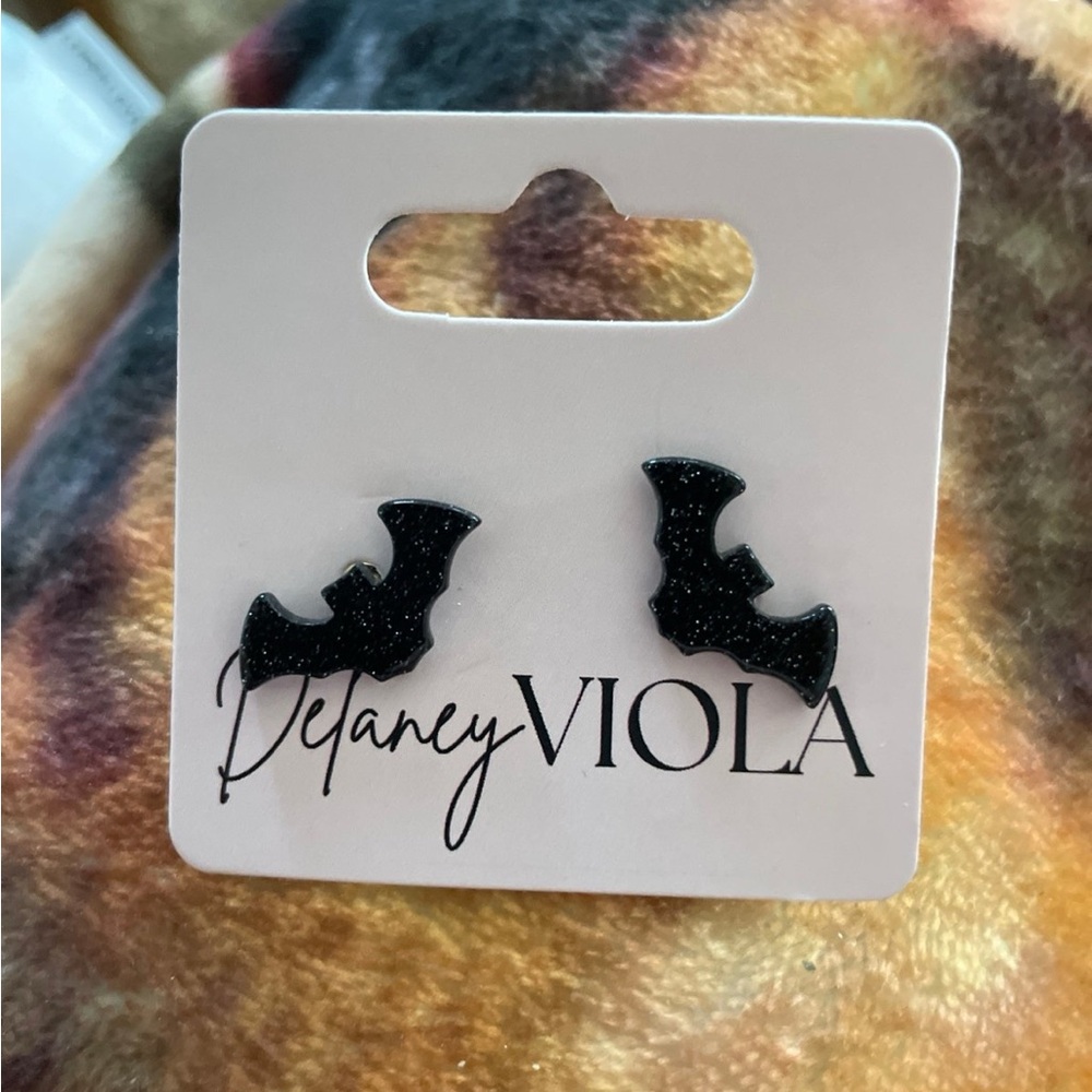 Delaney Viola Black Bat Earrings